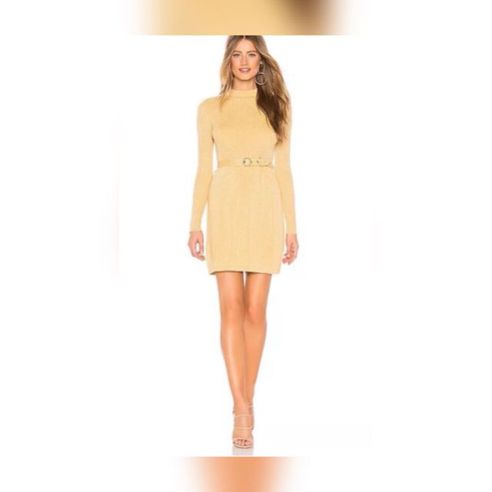Free People French Girl Mini Dress M Gold New